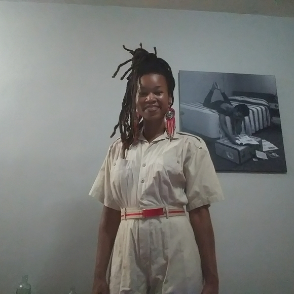 Tan Vintage Jumpsuit - Picture 2 of 4